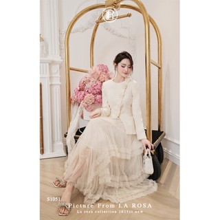 Set Áo Dạ Đính Hoa Ôm Eo Tôn Dáng Phối Chân Váy Dài Tiểu Thư LA ROSA Set Công Sở, Dự Tiệc Sang Chảnh S1051