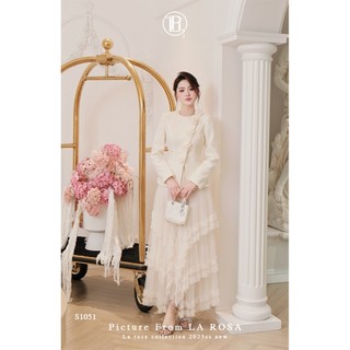 Set Áo Dạ Đính Hoa Ôm Eo Tôn Dáng Phối Chân Váy Dài Tiểu Thư LA ROSA Set Công Sở, Dự Tiệc Sang Chảnh S1051