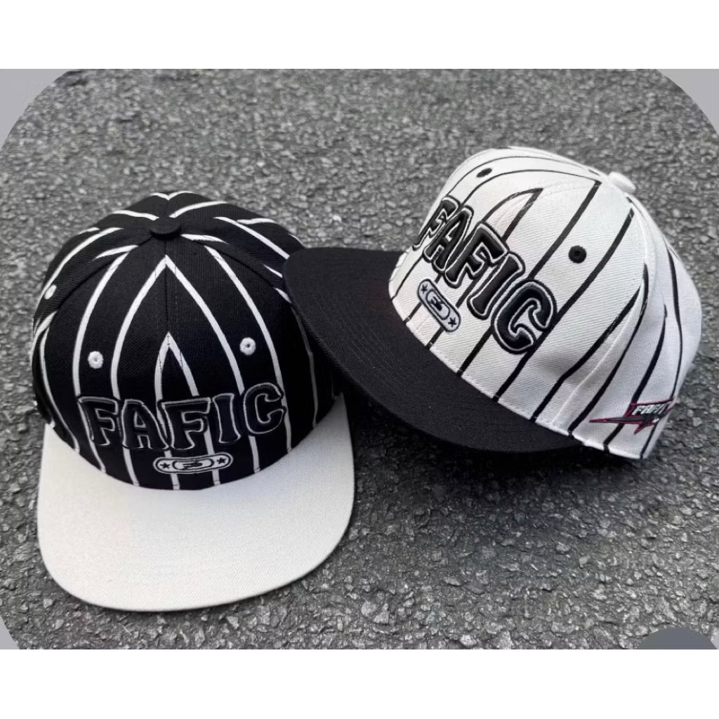 Mũ hiphop Fafic - Nón snapback kaki in sọc phối đen trắng thời trang đường phố cá tính nam nữ