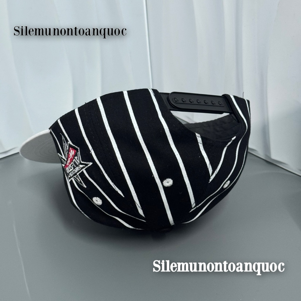 Mũ hiphop cao cấp - Nón snapback hoạ tiết in sọc phối thêu FAFIC kèm khoá nhựa bấm siêu đẹp