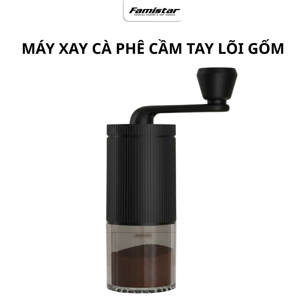 Máy Xay Cà Phê Mini Cầm Tay Cao Cấp Famistar , Lõi Gốm Xay Hạt Giữ Trọn Hương Vị, Nhỏ Gọn Tiện Lợi