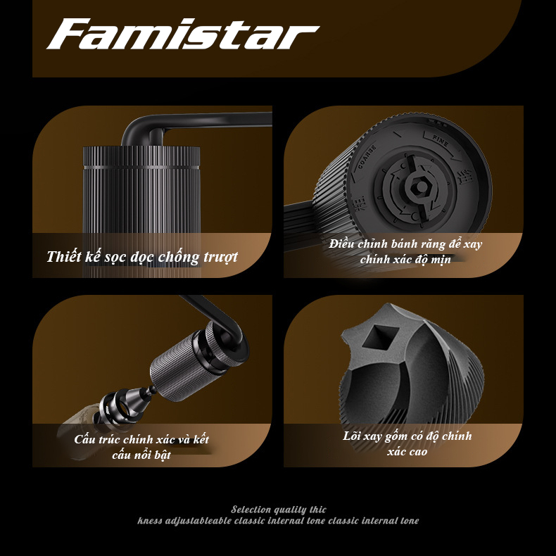 Máy Xay Cà Phê Mini Cầm Tay Cao Cấp Famistar , Lõi Gốm Xay Hạt Giữ Trọn Hương Vị, Nhỏ Gọn Tiện Lợi
