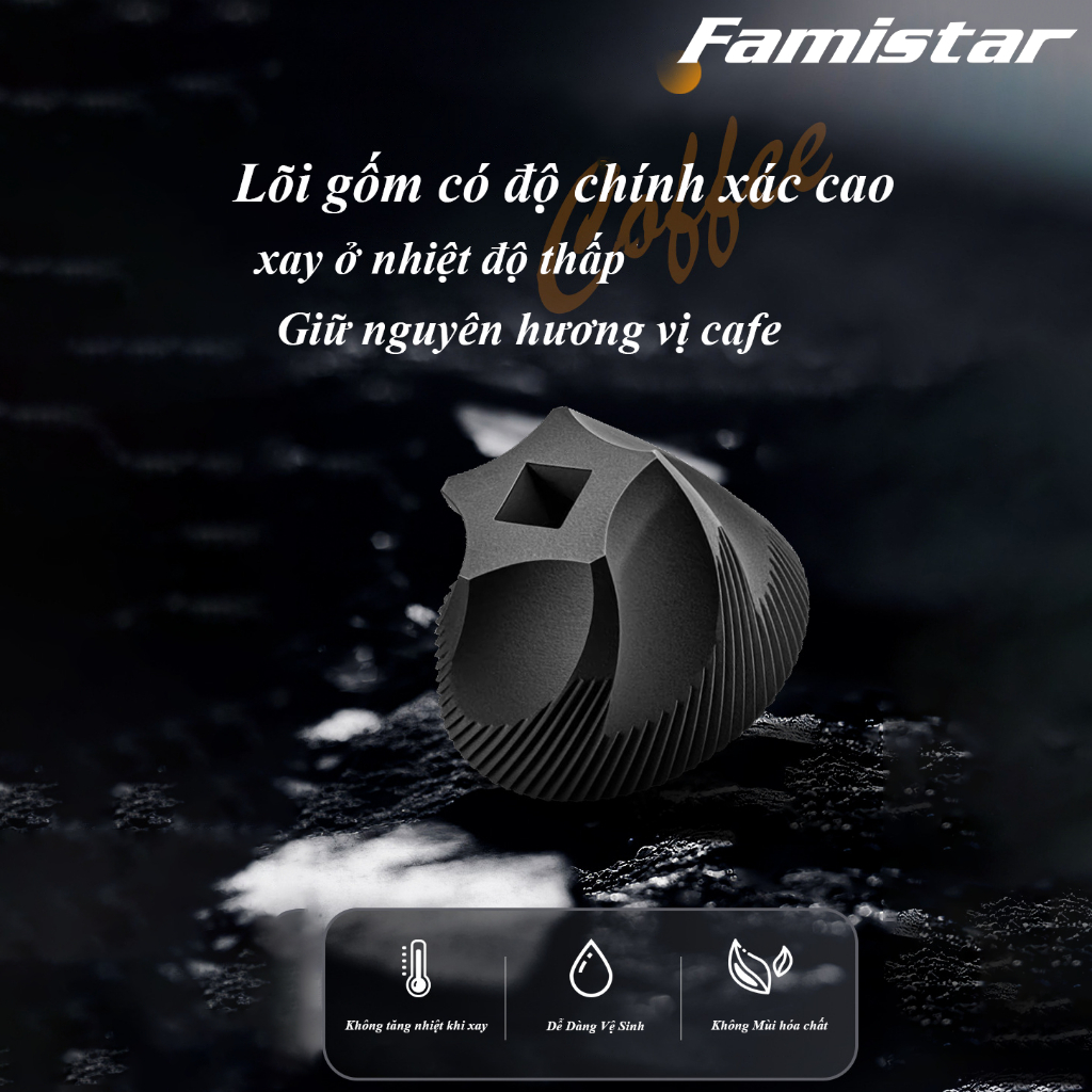 Máy Xay Cà Phê Mini Cầm Tay Cao Cấp Famistar , Lõi Gốm Xay Hạt Giữ Trọn Hương Vị, Nhỏ Gọn Tiện Lợi