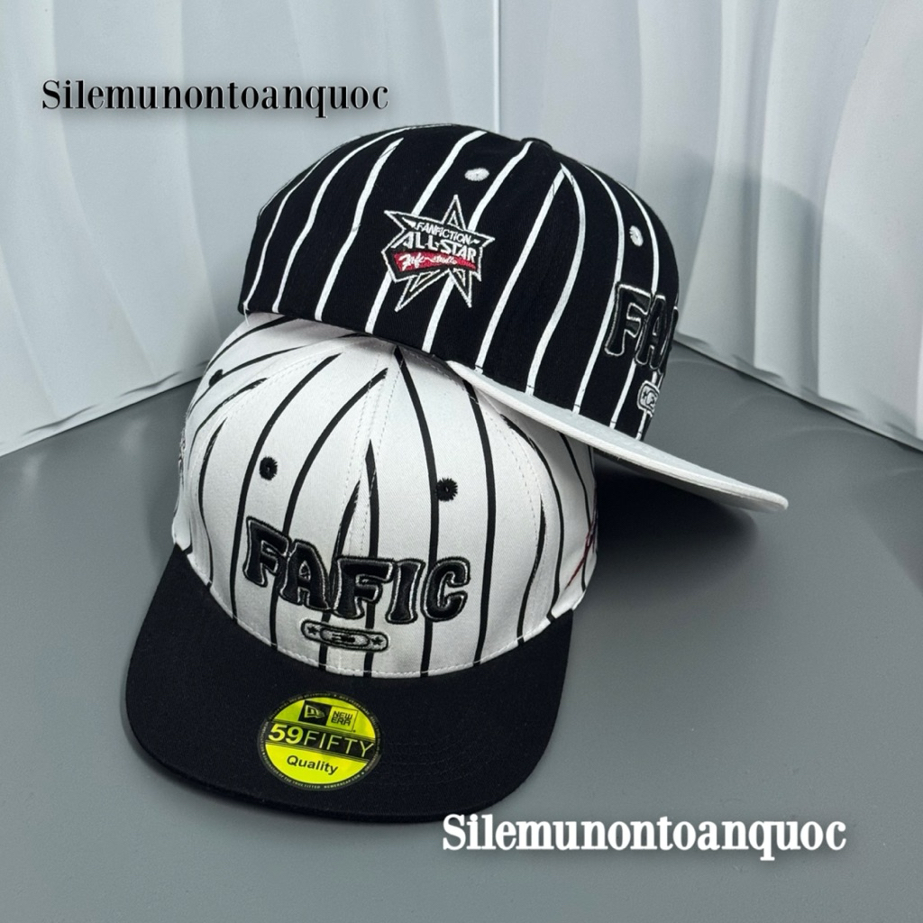 Mũ hiphop cao cấp - Nón snapback hoạ tiết in sọc phối thêu FAFIC kèm khoá nhựa bấm siêu đẹp