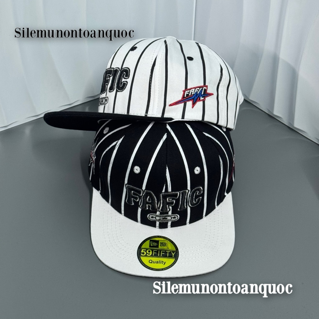 Mũ hiphop cao cấp - Nón snapback hoạ tiết in sọc phối thêu FAFIC kèm khoá nhựa bấm siêu đẹp