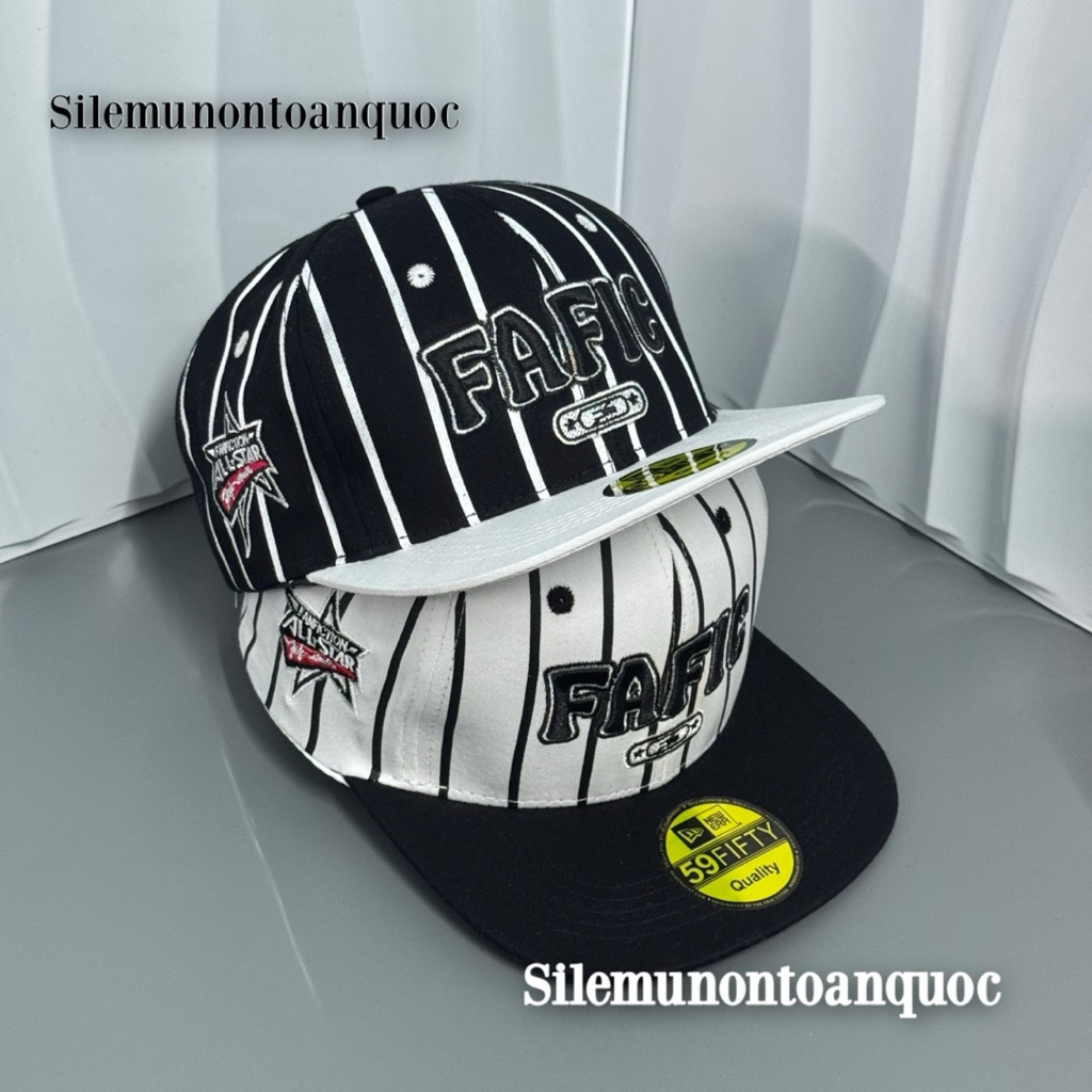 Mũ hiphop cao cấp - Nón snapback hoạ tiết in sọc phối thêu FAFIC kèm khoá nhựa bấm siêu đẹp