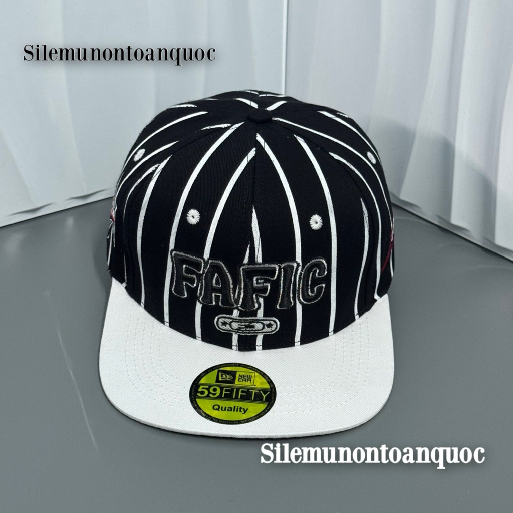 Mũ hiphop cao cấp - Nón snapback hoạ tiết in sọc phối thêu FAFIC kèm khoá nhựa bấm siêu đẹp
