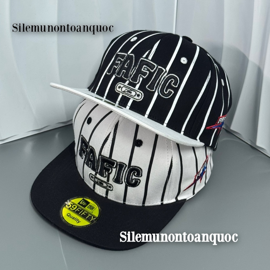 Mũ hiphop cao cấp - Nón snapback hoạ tiết in sọc phối thêu FAFIC kèm khoá nhựa bấm siêu đẹp