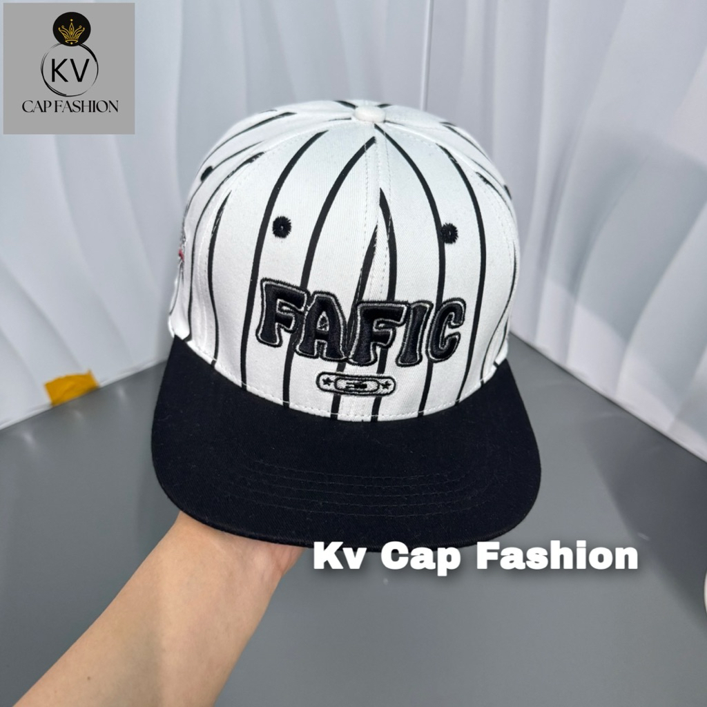 Mũ hiphop hoạ tiết sọc in cao cấp - Nón lưỡi trai snapback phối thêu nổi FAFIC thời trang nam nữ