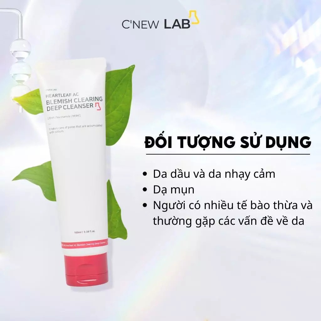 Sữa rửa mặt da dầu mụn, làm sạch sâu C'NEW LAB chiết xuất từ Diếp Cá giúp ngăn ngừa mụn (100ml)