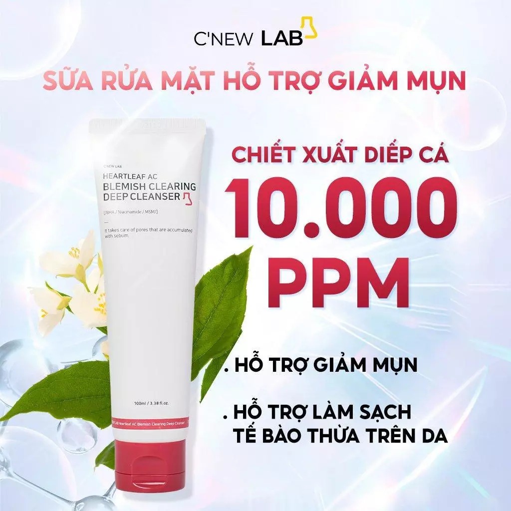 Sữa rửa mặt da dầu mụn, làm sạch sâu C'NEW LAB chiết xuất từ Diếp Cá giúp ngăn ngừa mụn (100ml)