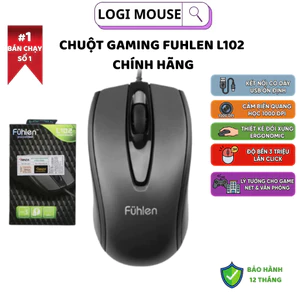 Chuột Dây Fuhlen L102 Cao Cấp, 1000 DPI Optical USB (Đen), 3tr Click, BH 6 Tháng