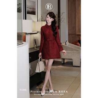 Đầm Sơ Mi Tiểu Thư LA ROSA Váy Dạ Tweet Cao Cấp Dáng Chữ A Tôn Dáng Mặc Công Sở, Dự Tiệc, Tết V1446