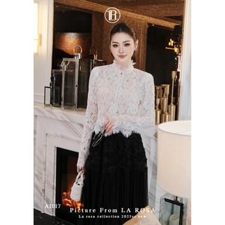 Áo Sơ Mi Ren Tiểu Thư LA ROSA Áo Dài Tay Cúc Ngọc Cổ Viền Ren Sang Chảnh A1017