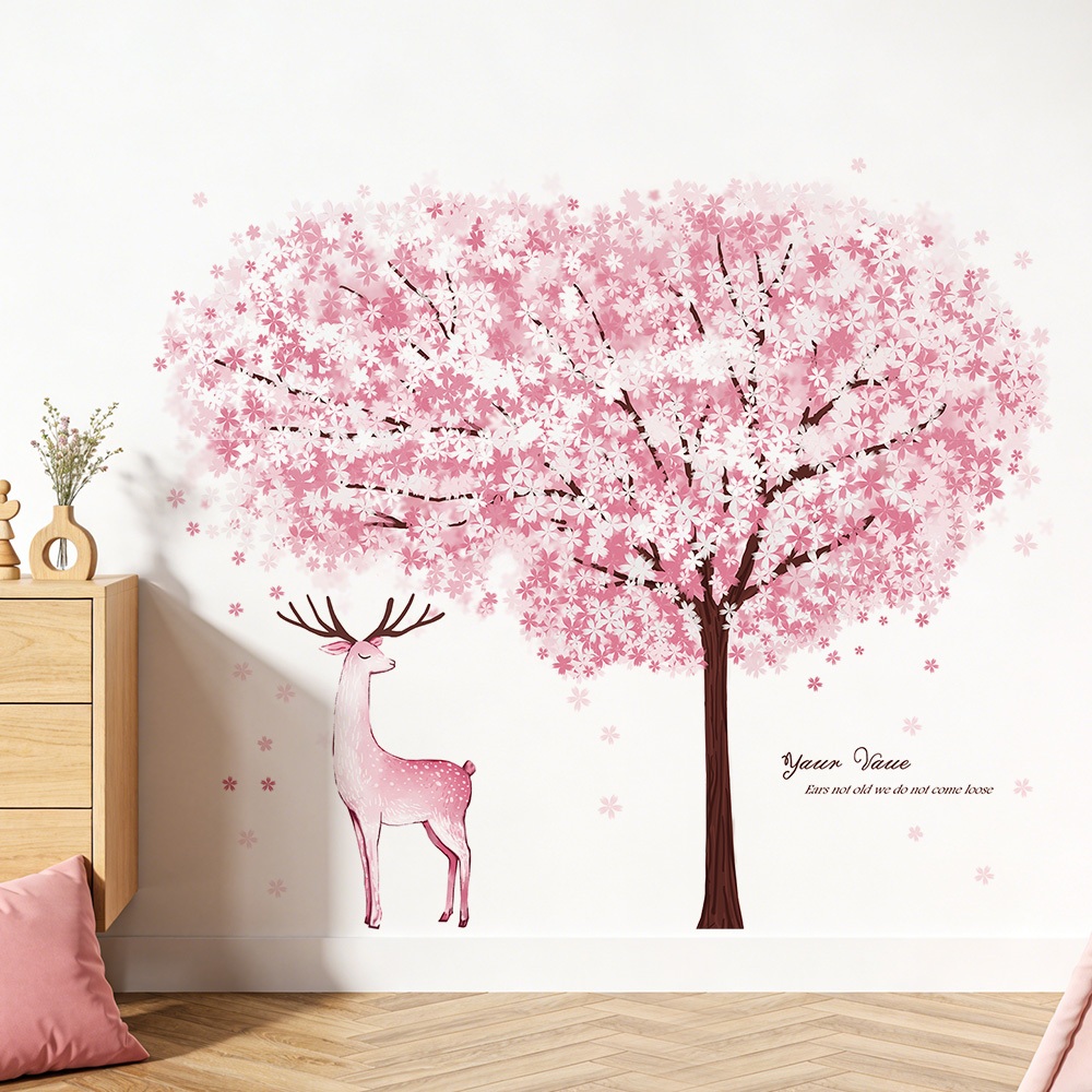 Decal Dán Tường Cây Hoa Bốn Mùa Có Keo Sẵn 148x128cm - Trang Trí Phòng Khách Phòng Ngủ