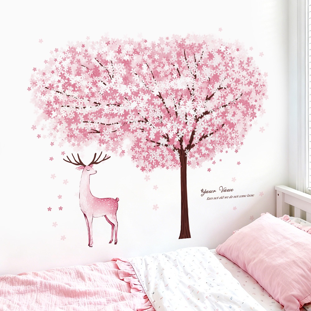 Decal Dán Tường Cây Hoa Bốn Mùa Có Keo Sẵn 148x128cm - Trang Trí Phòng Khách Phòng Ngủ