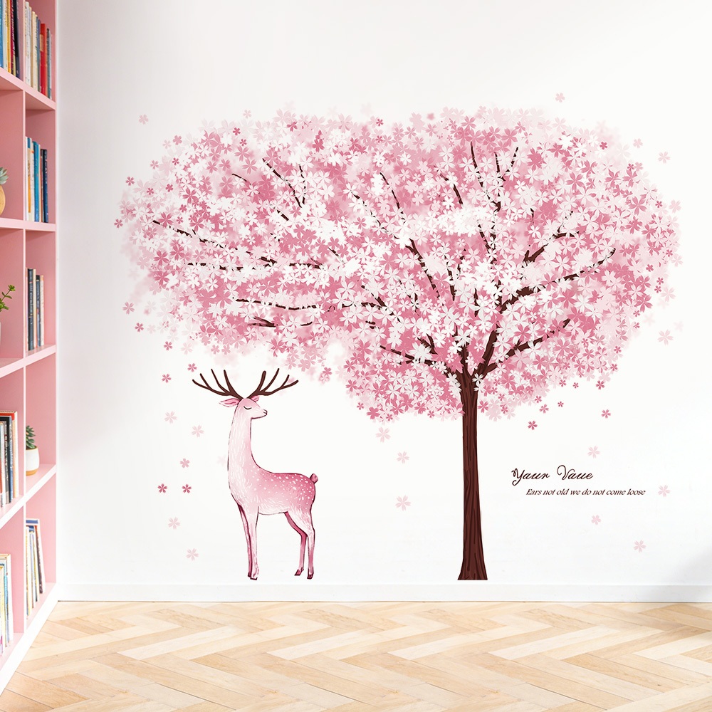 Decal Dán Tường Cây Hoa Bốn Mùa Có Keo Sẵn 148x128cm - Trang Trí Phòng Khách Phòng Ngủ