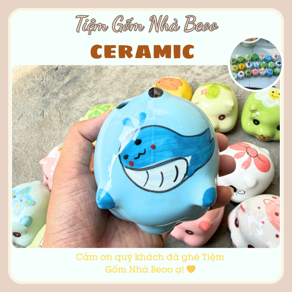 Heo Đất Bát Tràng Mini Siêu Cute Gốm Sứ Chính Hãng Trang Trí & Tiết Kiệm Tiền Thiết Kế Cute Dùng Cho Trang Trí Nhà Cửa