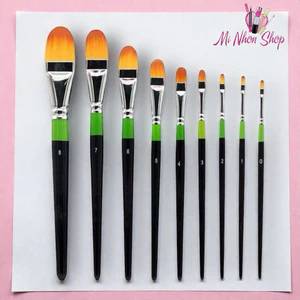 Cọ che khuyết điểm, cọ nền cán xanh đen nhiều size che quầng thâm mắt, môi cao cấp, cọ vẽ tranh Trung Quốc HUAHONG