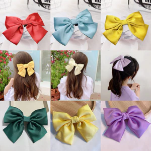 Cột tóc kẹp tóc tiểu thư nơ to vải satin lụa handmade xinh xắn nhiều màu cho bạn nữ
