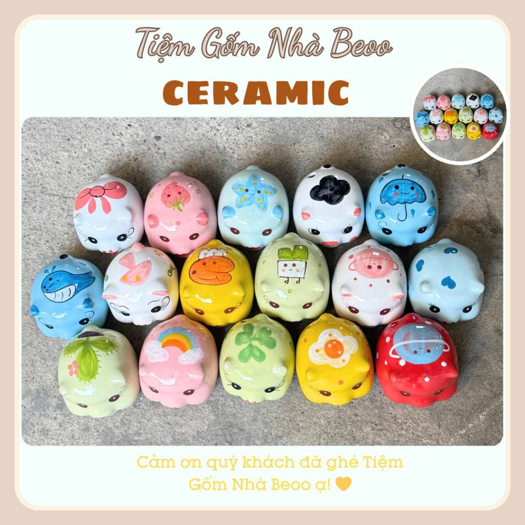 Heo Đất Bát Tràng Mini Siêu Cute Gốm Sứ Chính Hãng Trang Trí & Tiết Kiệm Tiền Thiết Kế Cute Dùng Cho Trang Trí Nhà Cửa