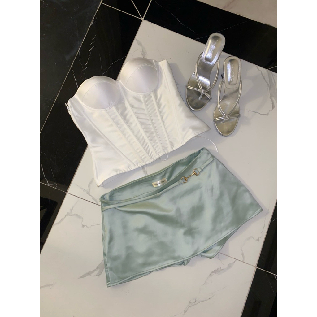 (Pre-order) Chân Váy Ngắn Nini mini skirt Cạp Trễ Lụa Cao Cấp Kèm Dây Charm Xinh - Babiche Attire | BigBuy360 - bigbuy360.vn