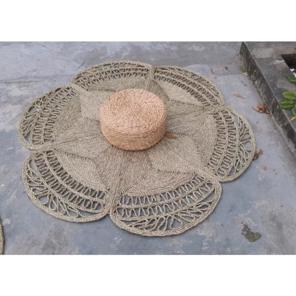 Thảm cói trải sàn đan thủ công loại 1 dùng decor trang trí homestay, quán , nhà cửab