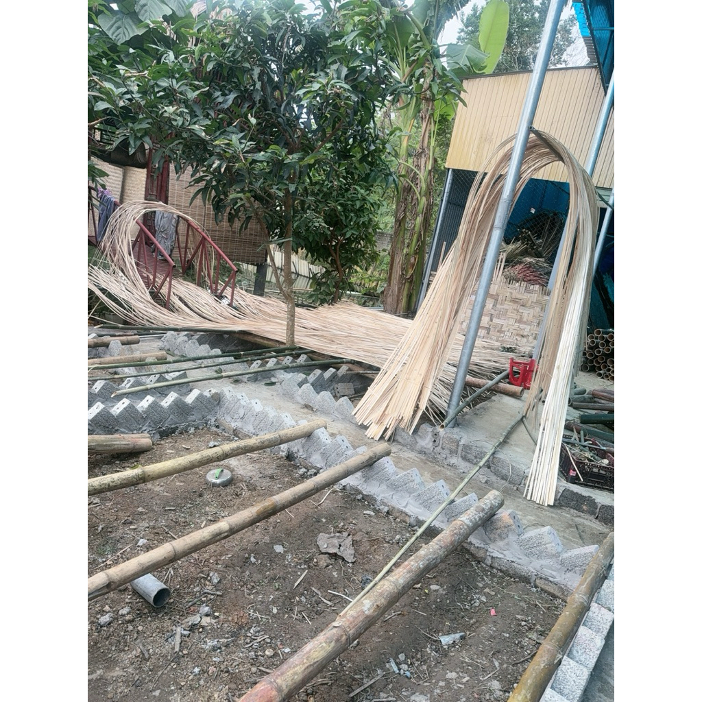 phên tre uốn dẻo màu tự nhiên kích thước 10cm x 5m