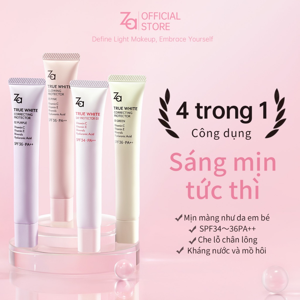 Za Kem Lót Kiềm Dầu Nâng Tone SPF 35g Kem Lót Trang Điểm Dưỡng Da All-in-One