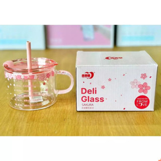 Cốc thủy tinh Blossom Sakura Deli 500ml cao cấp chịu nhiệt thiết kế dày dặn dùng cho đồ nóng lạnh