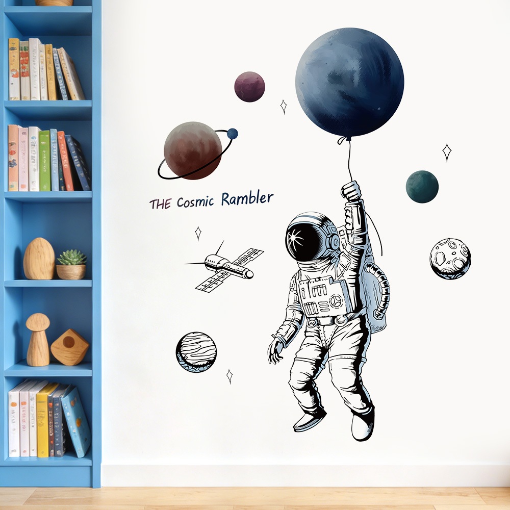 Decal Dán Tường Phi Hành Gia Du Hành Vũ Trụ Có Keo Sẵn 95x125cm - Trang Trí Phòng Bé