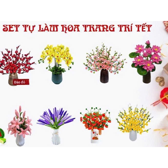 Set nguyên liệu làm hoa - Diy kẽm nhung đầy đủ phụ kiện
