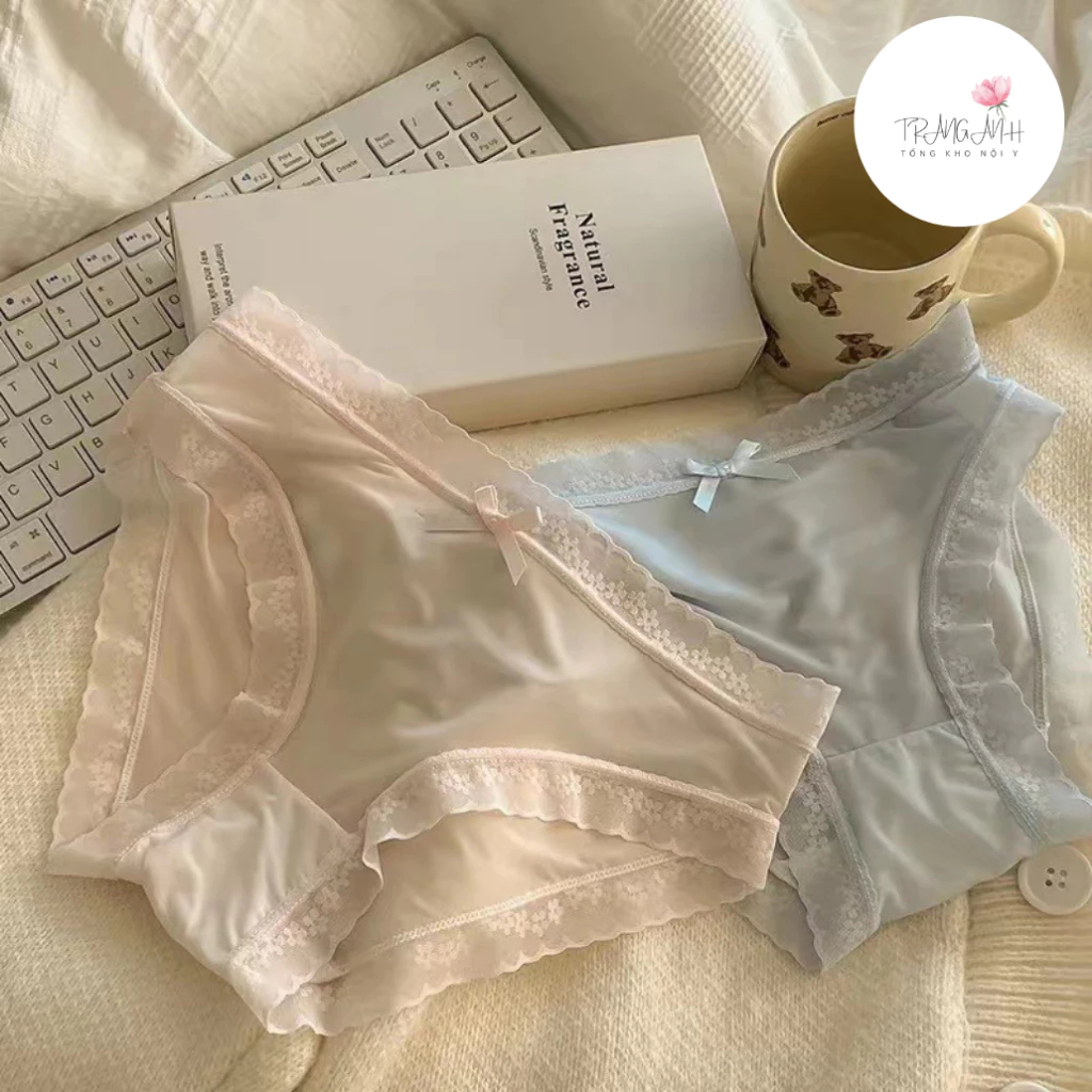 [Peinn] Set 10 Quần lót nữ cotton su lụa viền hoa co giãn 4 chiều không lộ viền mềm mại đủ size QL 108 QLS48