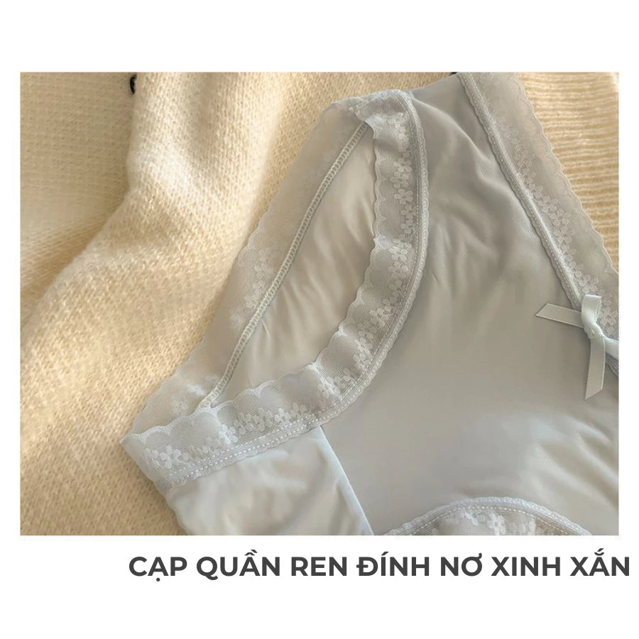 [Peinn] Set 10 Quần lót nữ cotton su lụa viền hoa co giãn 4 chiều không lộ viền mềm mại đủ size QL 108 QLS48