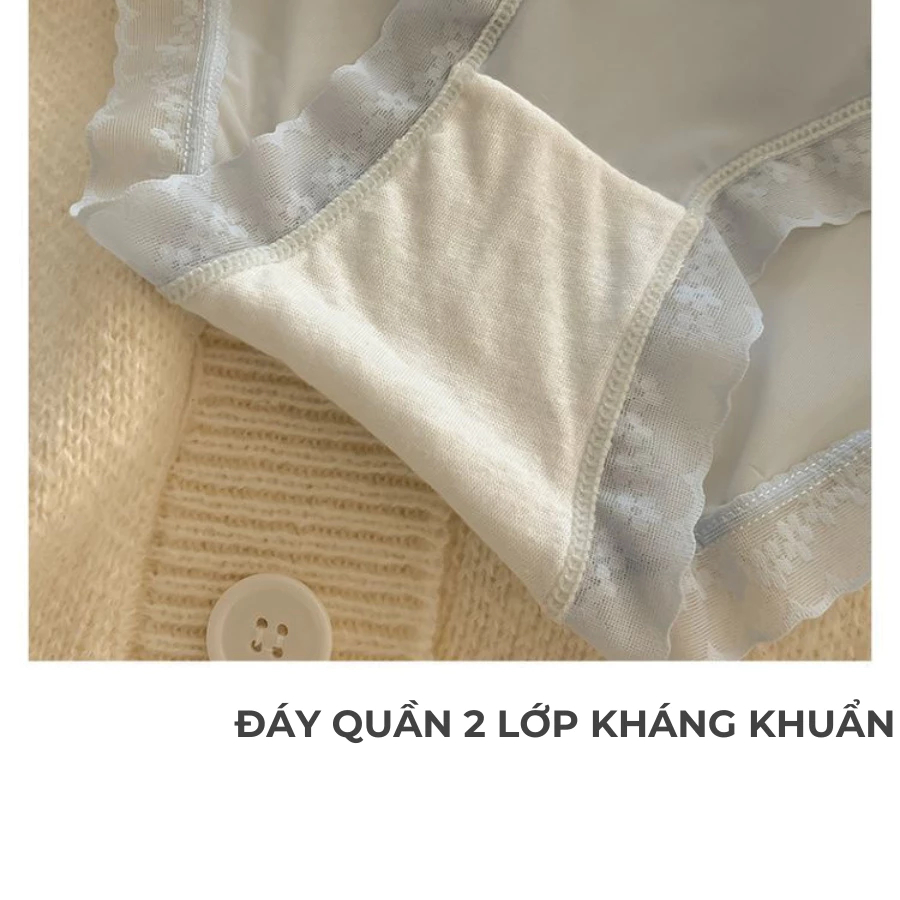 [Peinn] Set 10 Quần lót nữ cotton su lụa viền hoa co giãn 4 chiều không lộ viền mềm mại đủ size QL 108 QLS48