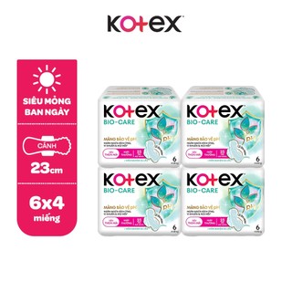 Combo 4/Combo 8 gói Băng vệ sinh Kotex Biocare Ban Ngày siêu mỏng cánh 23CM - 6 miếng/gói