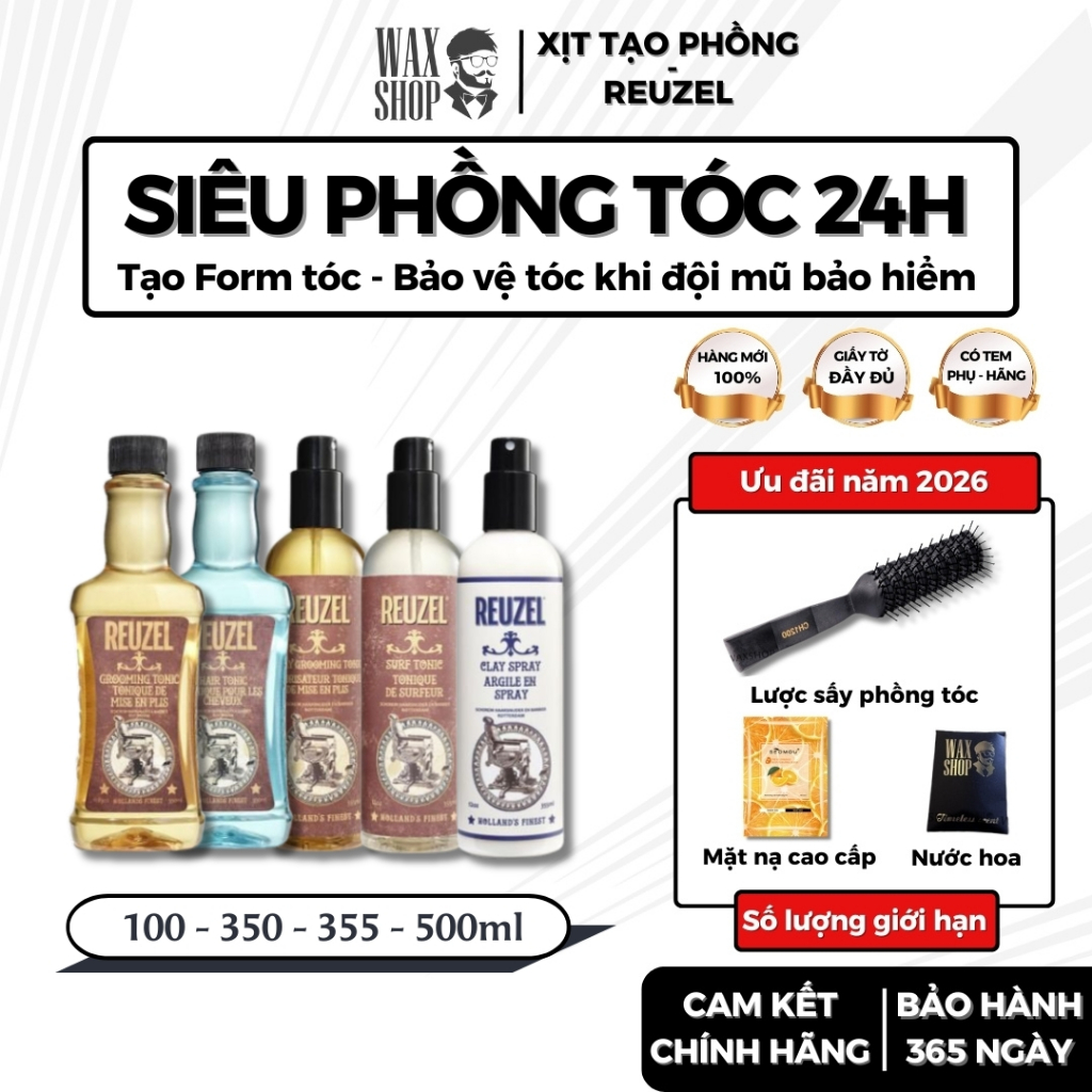 Xịt tạo phồng tóc nam Reuzel Spray Grooming Tonic, Surf Tonic hàng chính hãng - Waxshop