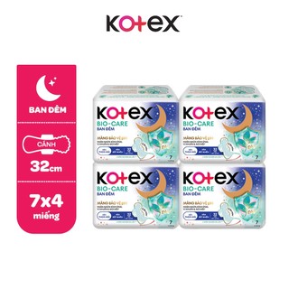 Combo 4/Combo 8 gói Băng vệ sinh Kotex Biocare Ban Đêm SMC 32CM - 7 miếng/gói