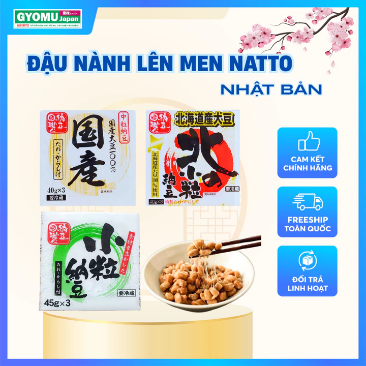 Đậu nành lên men Natto 120g-135g /set (1 set gồm 3 hộp nhỏ) đông lạnh - Gyomu Japan Đà Nẵng