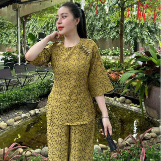 Gấm 2Da QuầnCùngMàu 5Nút Sò Vải Cao Cấp # Đồ Bộ Đi Chùa