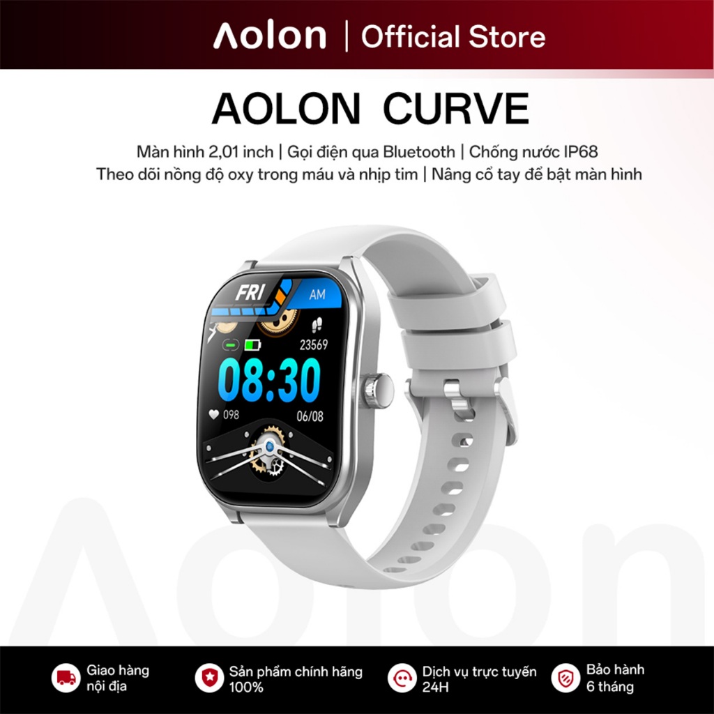 Aolon Curve Đồng Hồ Thông Minh – Thiết kế màn hình cong, IP68, Thông báo tin nhắn,Theo Dõi Sức Khỏe, smart watch