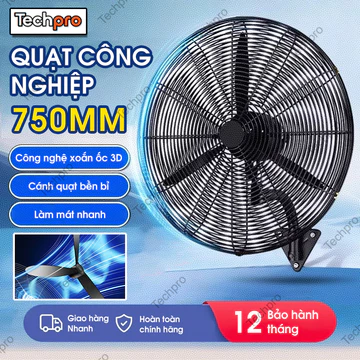 Quạt công nghiệp 750mm Công suất lớn 130W Quạt treo tường/quạt sàn Dùng cho nhà máy, nhà hàng, Bảo hành 1 năm
