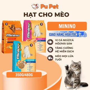 Thức Ăn Hạt Cho Mèo Minino Yum Vị Hải Sản/Cá Hồi/Cá Ngừ Gói Hỗ Trợ Tiêu Hóa Và Dưỡng Mượt Lông