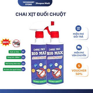 Bình Xịt Đuổi Chuột Bio Max YATASMART 500ml Công Nghệ Đức,Thảo Mộc Không Mùi, An Toàn Cho Sức Khỏe