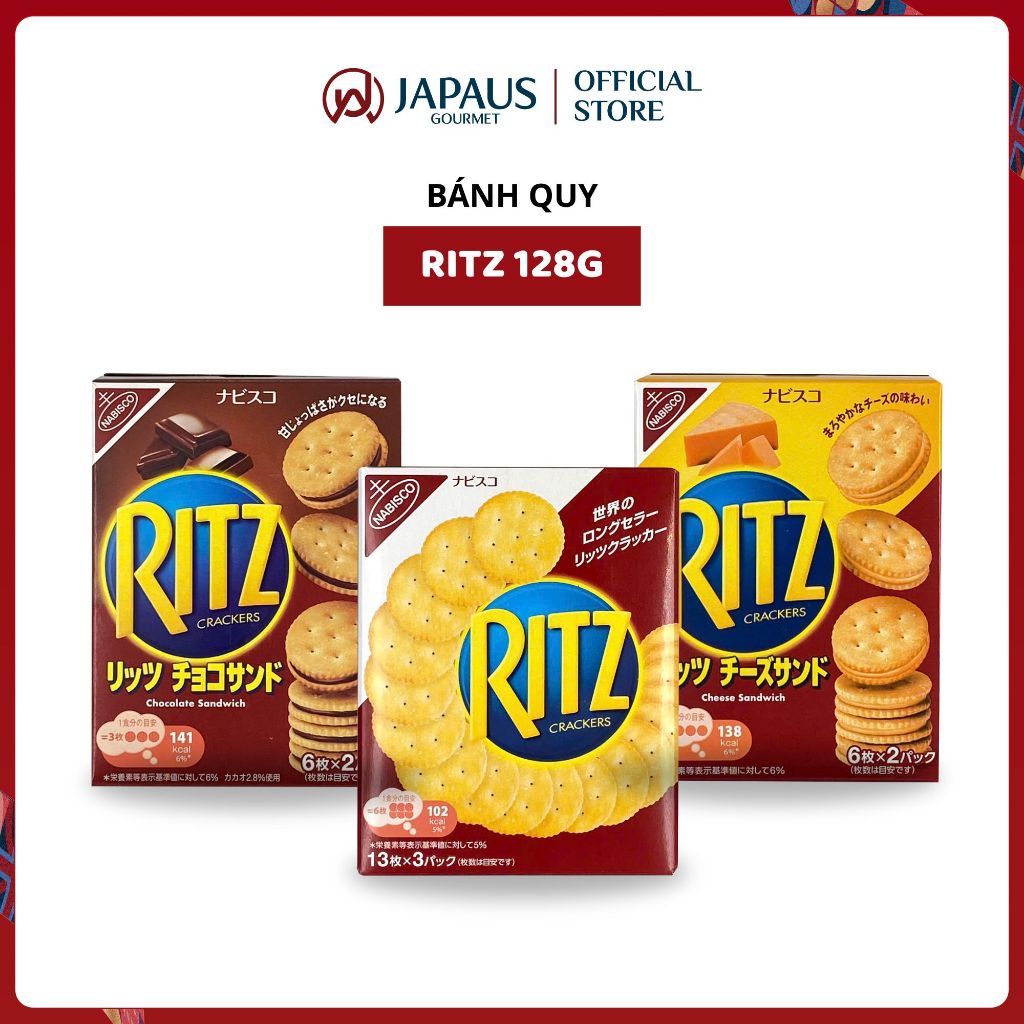 Bánh Quy Ritz Nhật Bản 3 Vị Phô Mai Bơ Socola Hộp 106g 128g Chính Hãng — JAPAUS GOURMET