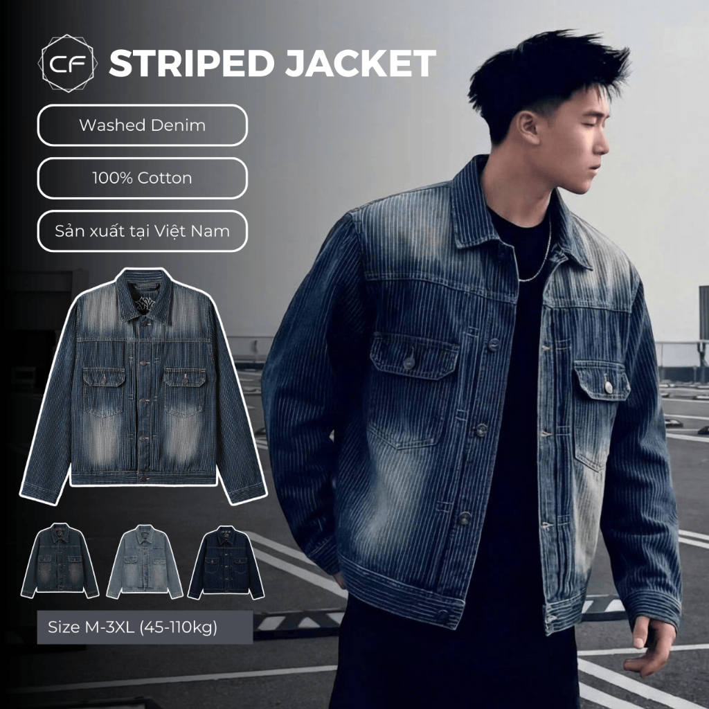 [CLEAN FIT] DUSTY BLUE DENIM JACKET, ÁO KHOÁC JEAN NAM DÁNG BOXY, ÁO KHOÁC BÒ NAM CAO CẤP