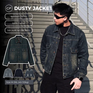 DUSTY BLUE DENIM JACKET, ÁO KHOÁC JEAN NAM DÁNG BOXY, ÁO KHOÁC BÒ NAM CAO CẤP
