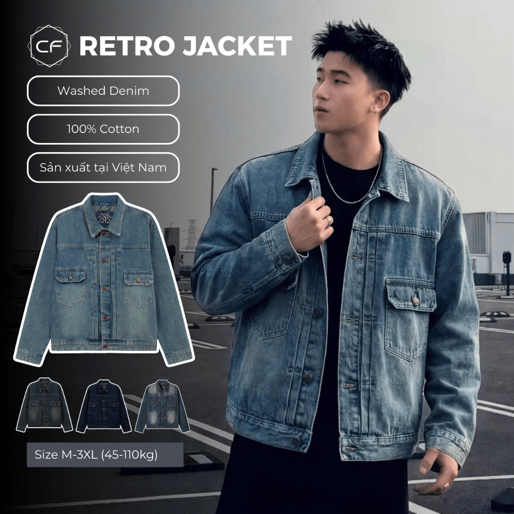 [CLEAN FIT] DUSTY BLUE DENIM JACKET, ÁO KHOÁC JEAN NAM DÁNG BOXY, ÁO KHOÁC BÒ NAM CAO CẤP
