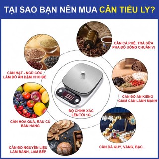 Cân Tiểu Ly Điện Tử Nhà Bếp Mini YATASMART Định Lượng 1g-10kg Độ Chính Xác Cao,Chất Liệu Hợp Kim Thép