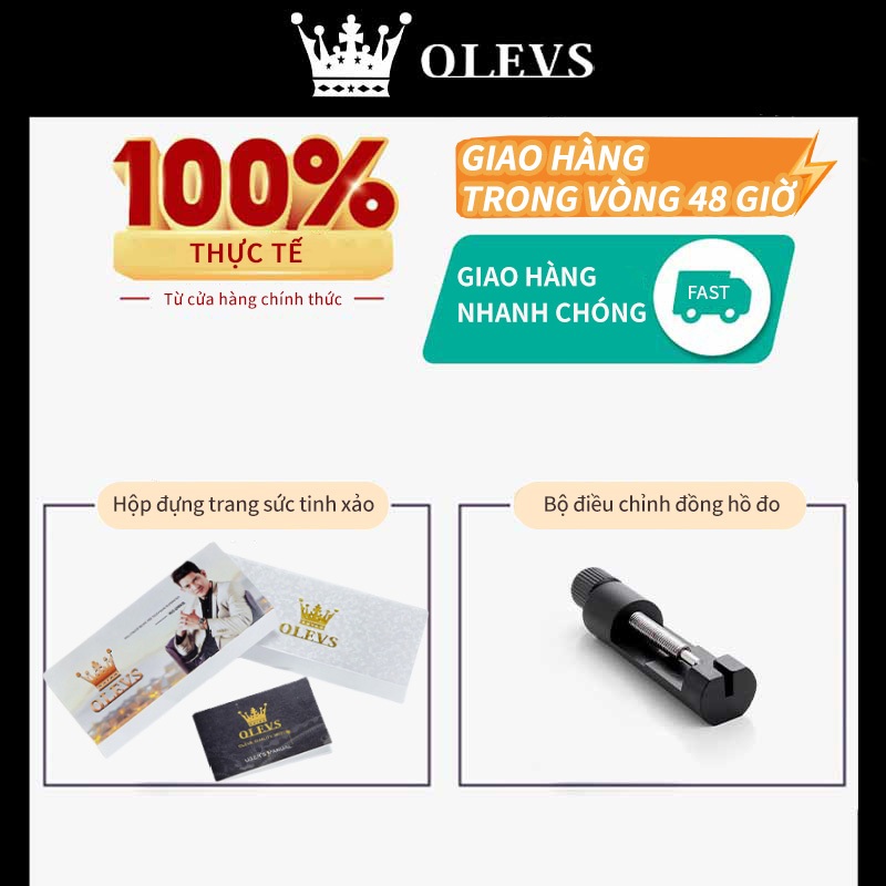 OLEVS Đồng hồ Nữ Thạch anh Dây đeo đồng hồ bằng thép không gỉ Lịch Thật Chống thấm nước Quà 5889